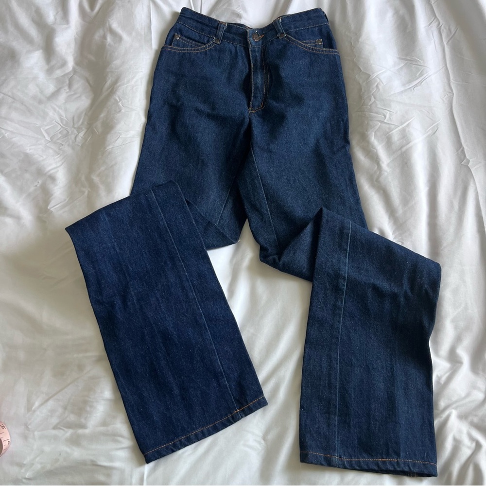 Vintage Chemin De Fer 70’s Style Jeans in Dark Blue Denim